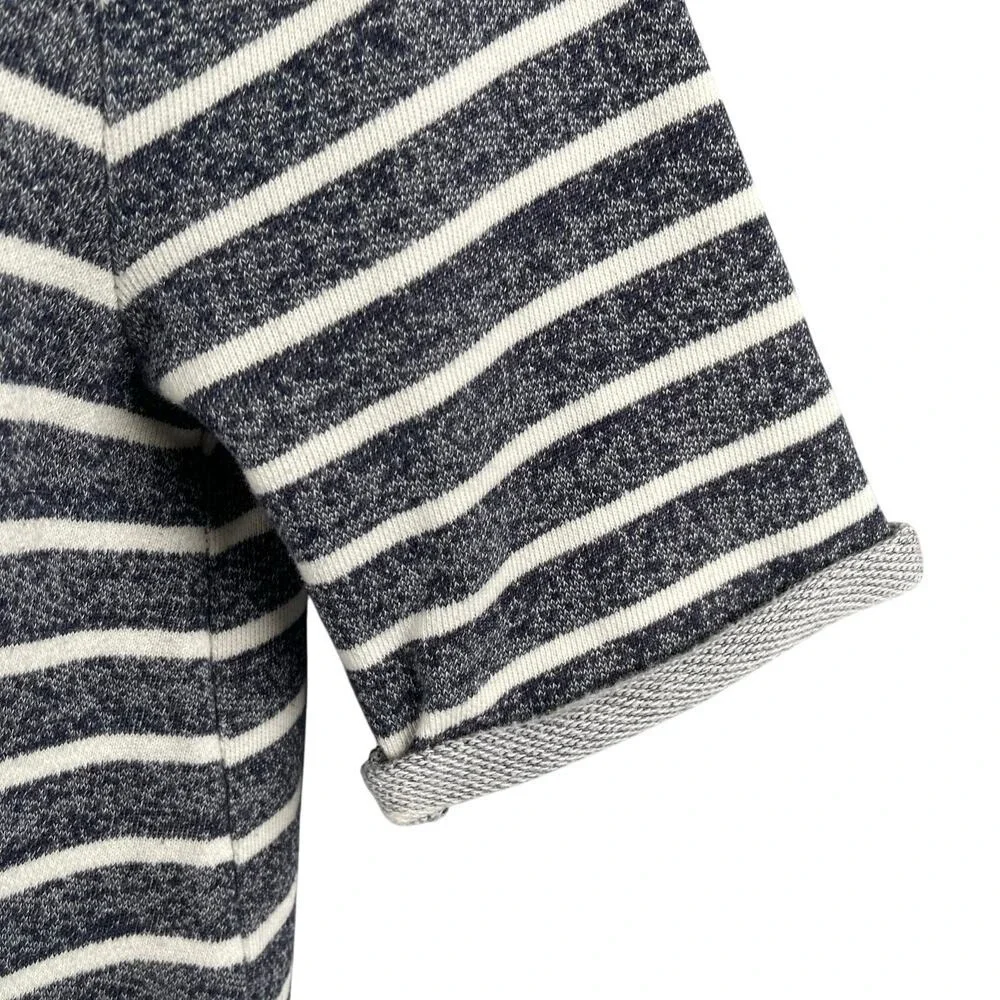 French Connection Tunic Dress 2 Navy Stripe Terry Patch Pockets Mini Vacation
